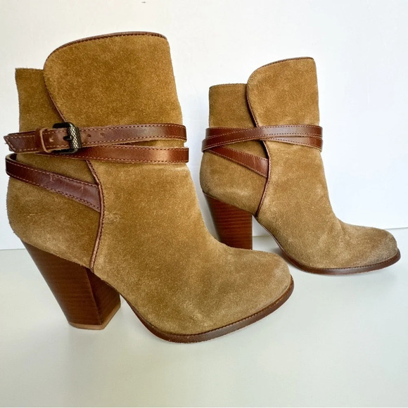 ALLSAINTS Victoria Leather Heel Boot Bootie Tobacco Brown Size 36/5 - Picture 1 of 12